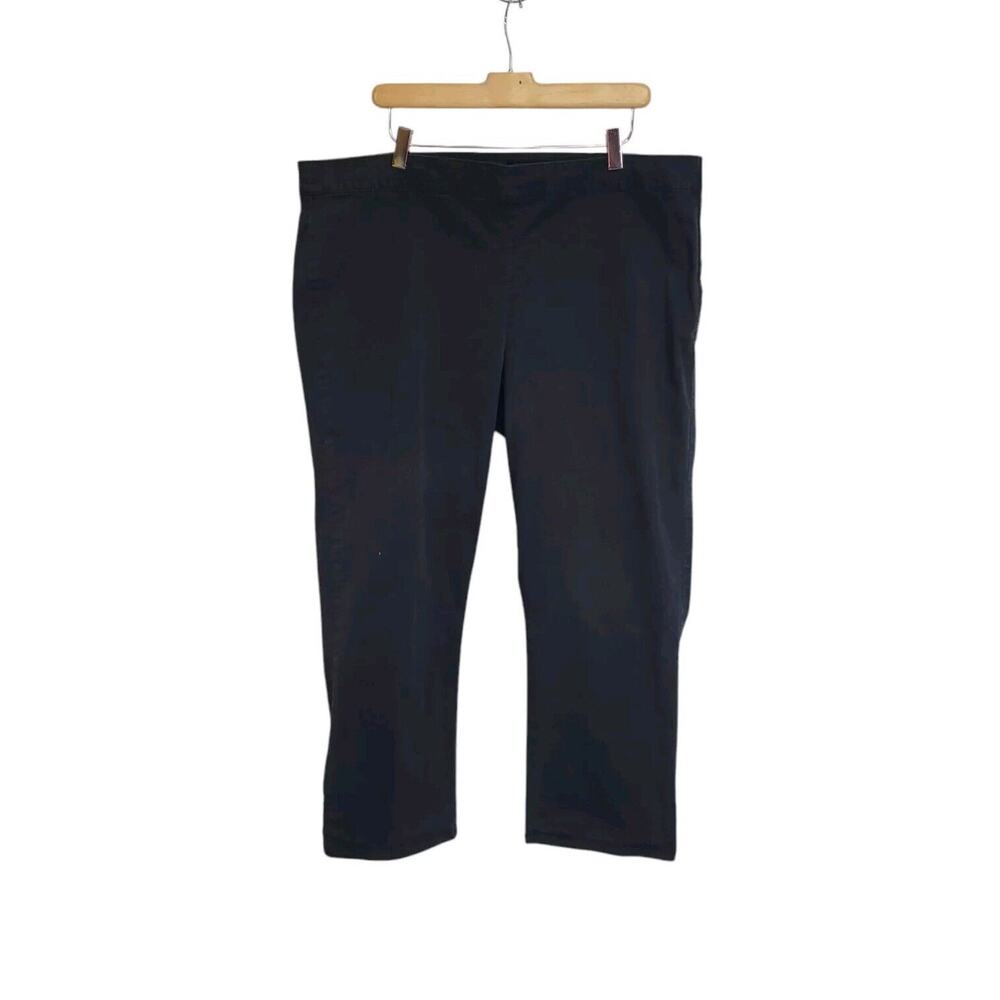 Talbots Black Cotton Modern Straight Leg High Rise Cropped Pants Size 20